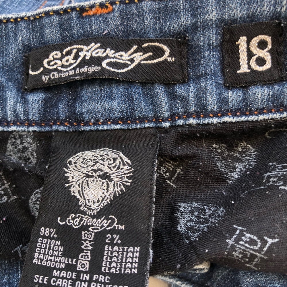 Ed Hardy Skull and Cross Tattoo Straight Leg Jeans Sz18 - Picture 9 of 13